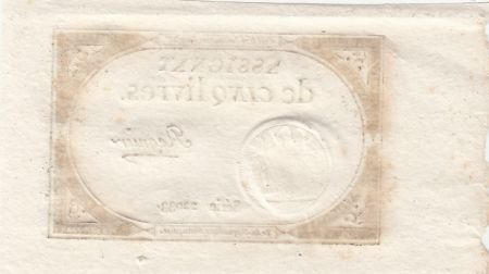 France 5 Livres - 10 Brumaire An II (31.10.1793) - Sign. Regnier - Série 22033