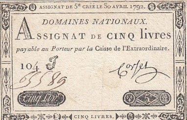 France 5 Livres - 30 Avril 1792 - Sign. Corsel - Série 104J