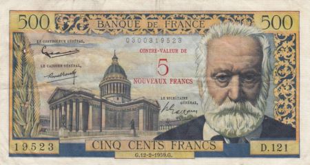 France 5 NF sur 500 Francs sur 500 Francs, Victor Hugo - D.121 - 1959