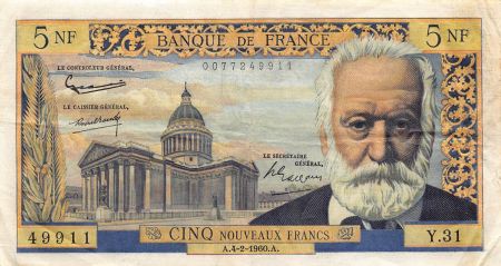 France 5 NF VICTOR HUGO - 04.02.1960, SERIE Y31