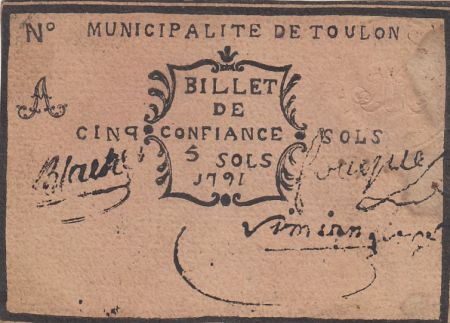 France 5 sols - Var - Municipalité de Toulon - 1791