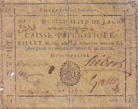 France 5 Sous - Aisne - Laon - 1791