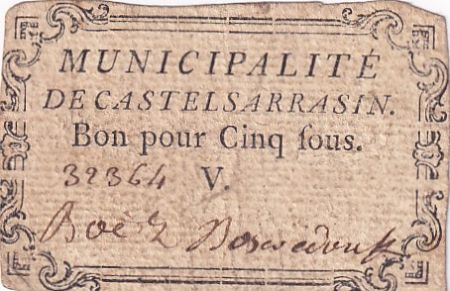 France 5 Sous - Haute-Garonne - Municipalité de Castelsarrasin - 1792