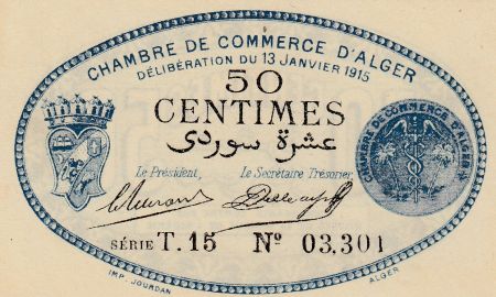 France 50 C C.de Commerce Alger Armoiries - C. de Commerce Alger