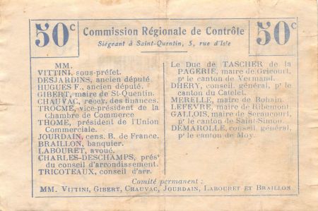 France 50 Centimes - Bon régional unifié de l\'Aisne - Marteville-Attily -  Première Guerre mondiale