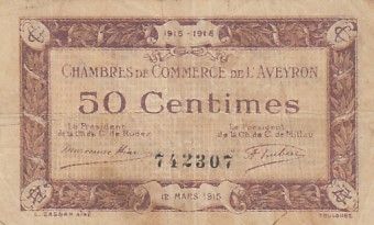 France 50 centimes - Chambre de commerce de l\'Aveyron- 1915