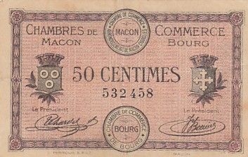 France 50 centimes - Chambre de commerce de Macon et Bourg - 1915