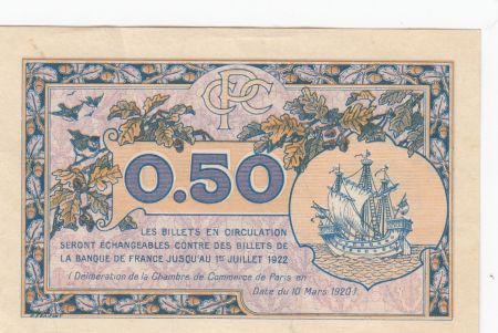 France 50 Centimes - Chambre de Commerce de Paris - 1920-1922 - SUP - Série A.64