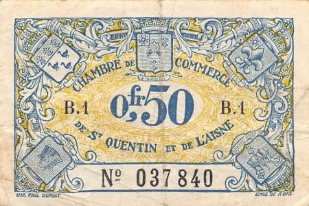 France 50 Centimes - Chambre de Commerce de Saint Quentin et de l\'Aisne - 1914-1925