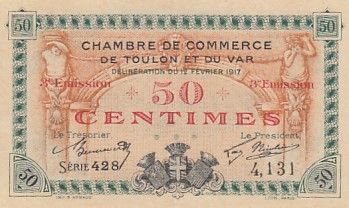 France 50 centimes - Chambre de commerce de Toulon et du Var - 1917