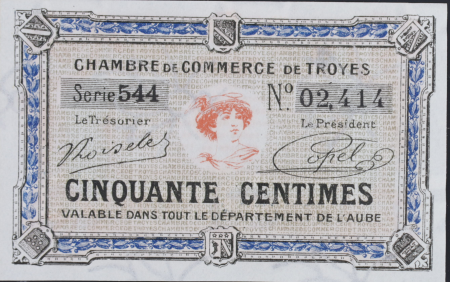 France 50 Centimes - Chambre de Commerce de Troyes 1918 - PROMO