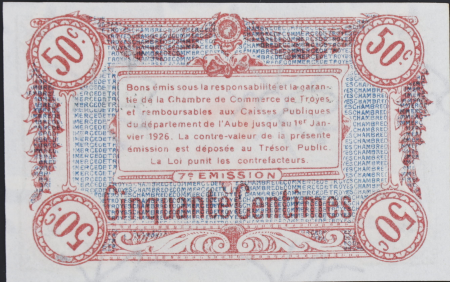 France 50 Centimes - Chambre de Commerce de Troyes 1918 - PROMO