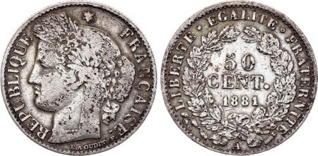 France 50 Centimes Francs Ceres - IIIème République - 1881 A Paris