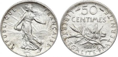 France 50 Centimes Semeuse - 1919 - Argent