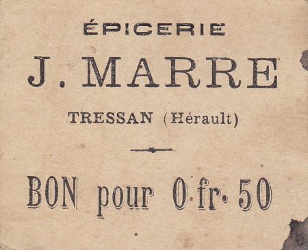 France 50 Centimes Tressan Epicerie J. Marre