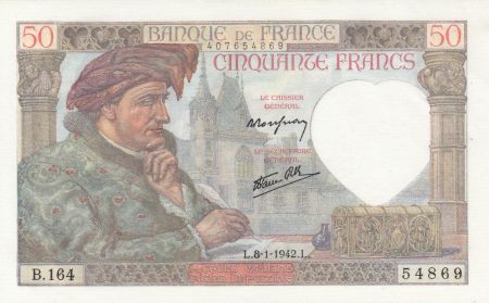 France 50 Francs - Jacques Coeur - 08-01-1942 - Série B.164