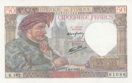 France 50 Francs - Jacques Coeur - 08-01-1942 - Série K.162