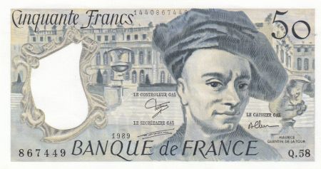 France 50 Francs - Quentin de la Tour - 1989 - Série Q.58