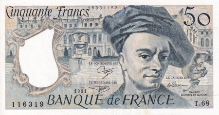 France 50 Francs - Quentin de la Tour - 1991 - Série T.68 - SPL - F.67.17