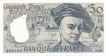 France 50 Francs - Quentin de la Tour - 1991 - Série Z.66