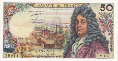 France 50 Francs - Racine - 10-08-1972 - Série V.197