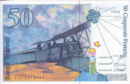 France 50 Francs - Saint-Exupéry - 1993 - Lettre T - F.72.02