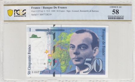 France 50 Francs - Saint-Exupéry - 1999 - Lettre S - PCGS 58 AU - F.73.05