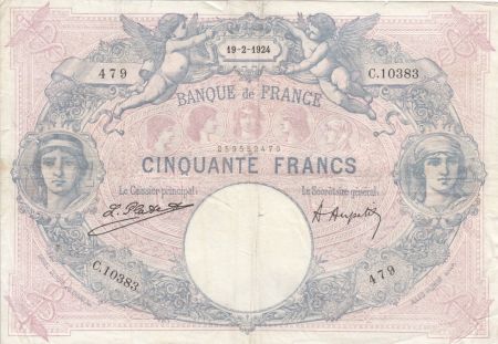 France 50 Francs Bleu et Rose - 19-02-1924 Série C.10383