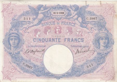 France 50 Francs Bleu et Rose - 31-01-1906 - PCGS