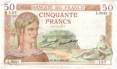 France 50 Francs Cérès - 1935