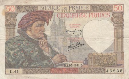 France 50 Francs Jacques Coeur - 13-02-1941 Série U.41