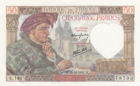 France 50 Francs Jacques Coeur - 18-12-1941 - Série U.149