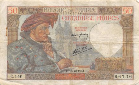 France 50 Francs Jacques Coeur - 18-12-1941 Série C.146 - PTTB