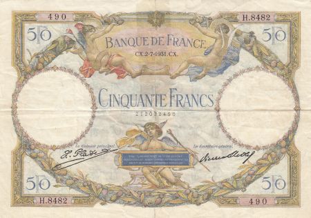 France 50 Francs Luc Olivier Merson modifié - 02-07-1931 - Série H.8482