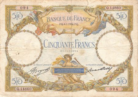 France 50 Francs Luc Olivier Merson modifié - 04-01-1934 - Série Q.14860