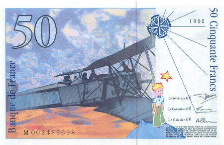 France 50 Francs Saint-Éxupéry - 1992 - Série M.002