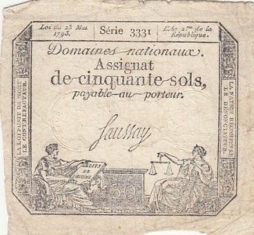 France 50 Sols - Liberté et Justice (23-05-1793) - Sign. Saussay - Série 3331