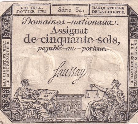 France 50 Sols Liberté et Justice (04-01-1792) - Série 341