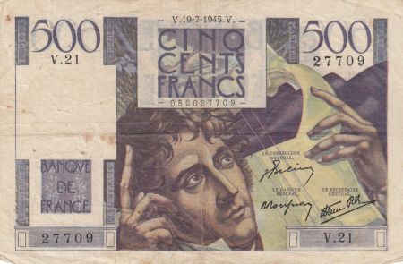 France 500 Francs - Chateaubriand - 19-07-1945 - Série V.21