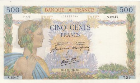 France 500 Francs - La Paix - 01-10-1942 - Série S.6947