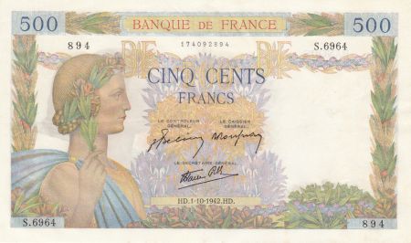 France 500 Francs - La Paix - 01-10-1942 - Série S.6964