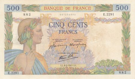 France 500 Francs - La Paix - 06-02-1941 - Série E.2291