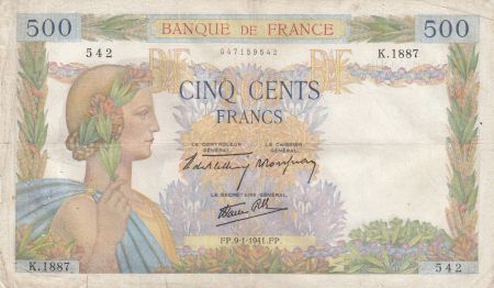 France 500 francs - La Paix - 09-01-1941 - Série K.1887