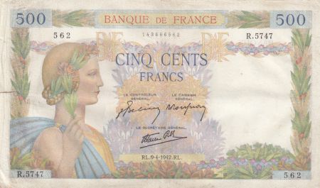 France 500 francs - La Paix - 09-04-1942 - Série R.5747