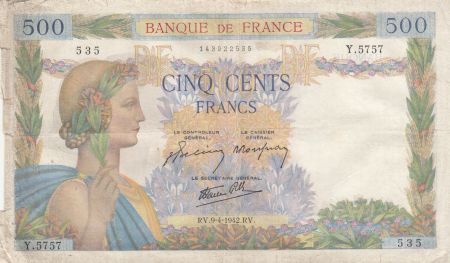 France 500 francs - La Paix - 09-04-1942 - Série Y.5757