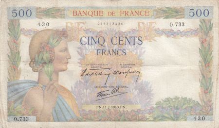 France 500 francs - La Paix - 11-07-1940 - Série O.733