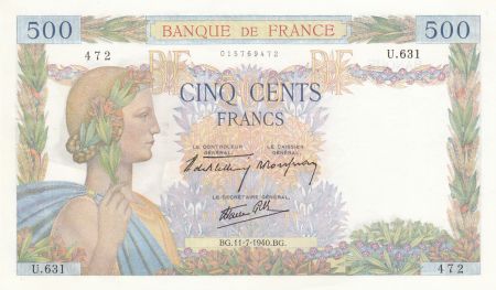 France 500 Francs - La Paix - 11-07-1940 - Série U.631