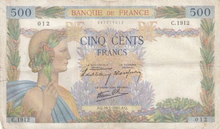 France 500 francs - La Paix - 16-01-1941 - Série C.1912