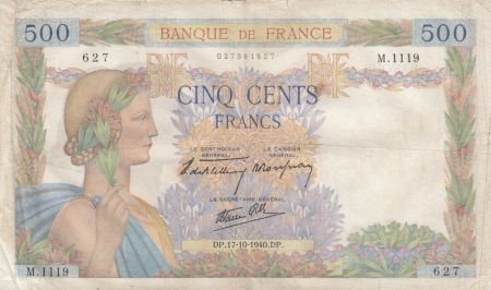 France 500 francs - La Paix - 17-10-1940 - Série M.1119