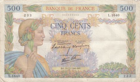 France 500 francs - La Paix - 19-12-1940 - Série L.1640